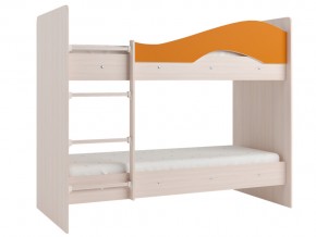 Кровать 2-х ярусная Мая на латофлексах млечный дуб, оранжевая в Озёрске - ozyorsk.magazinmebel.ru | фото