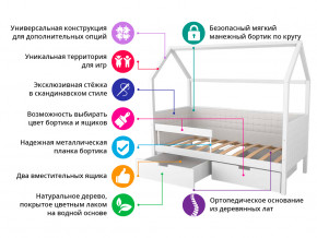 Кровать-домик мягкий Svogen с ящиками и бортиком белый в Озёрске - ozyorsk.magazinmebel.ru | фото - изображение 8