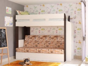 Кровать двухъярусная Карамель 75 венге ткань савана в Озёрске - ozyorsk.magazinmebel.ru | фото