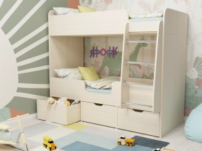 Кровать двухъярусная Малыш двойняшка дуб молочный в Озёрске - ozyorsk.magazinmebel.ru | фото