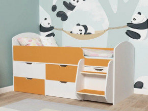 Кровать Малыш-7 белое дерево-оранжевый в Озёрске - ozyorsk.magazinmebel.ru | фото - изображение 1
