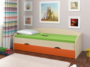 Кровать Соня 2 дуб молочный-оранжевый в Озёрске - ozyorsk.magazinmebel.ru | фото