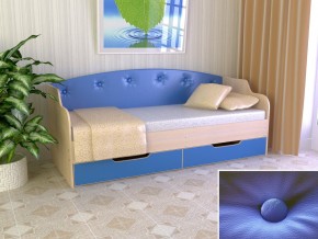 Кровать Юниор Тип 2 дуб молочный/синий 800х1600 в Озёрске - ozyorsk.magazinmebel.ru | фото - изображение 1