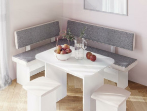Кухонный уголок Парма Белый, ткань серая в Озёрске - ozyorsk.magazinmebel.ru | фото - изображение 3